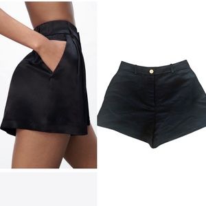 Zara Satin High Rise Tailored Trouser Shorts sz Medium